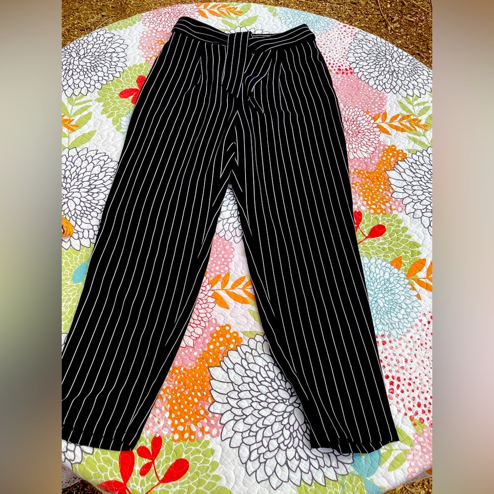 Black Pinstriped Dress/Work Trousers S